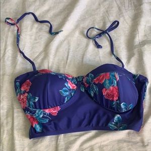 Purple with pink roses bikini top